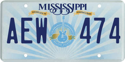 MS license plate AEW474