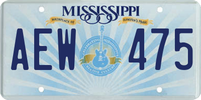 MS license plate AEW475