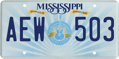 MS license plate AEW503