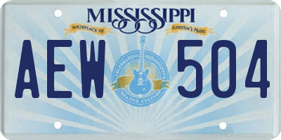 MS license plate AEW504