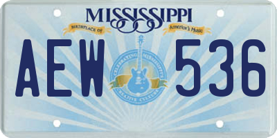 MS license plate AEW536