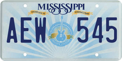 MS license plate AEW545
