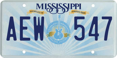 MS license plate AEW547