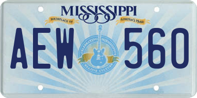 MS license plate AEW560