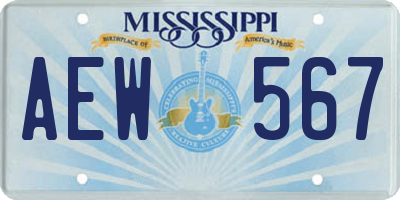 MS license plate AEW567