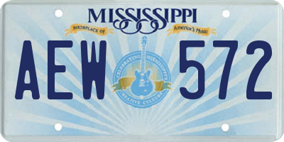 MS license plate AEW572