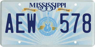 MS license plate AEW578
