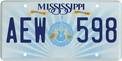 MS license plate AEW598