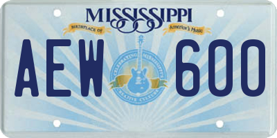 MS license plate AEW600