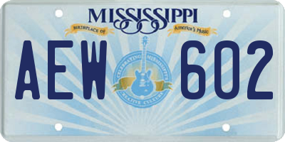 MS license plate AEW602