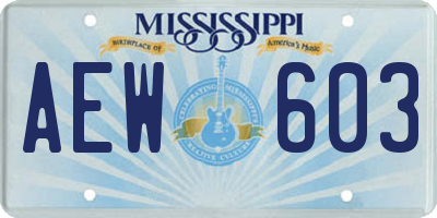 MS license plate AEW603