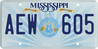 MS license plate AEW605