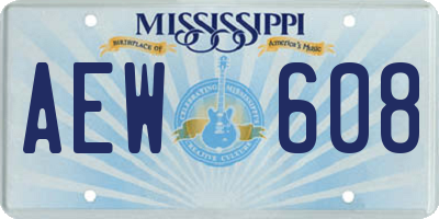 MS license plate AEW608
