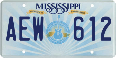 MS license plate AEW612