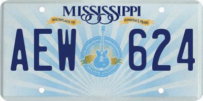 MS license plate AEW624