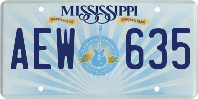 MS license plate AEW635