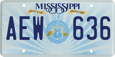 MS license plate AEW636
