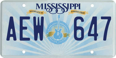 MS license plate AEW647