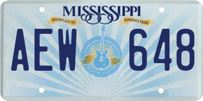 MS license plate AEW648