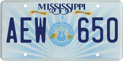 MS license plate AEW650
