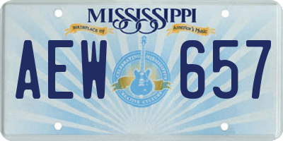 MS license plate AEW657