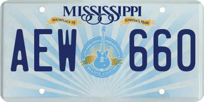 MS license plate AEW660