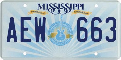 MS license plate AEW663