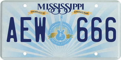 MS license plate AEW666