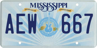 MS license plate AEW667