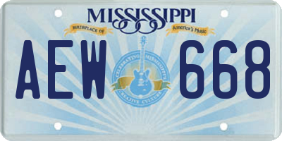 MS license plate AEW668