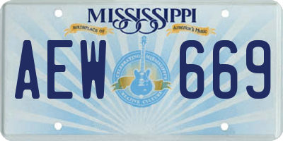 MS license plate AEW669