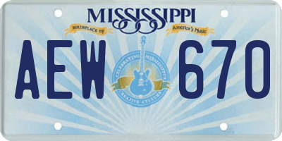 MS license plate AEW670