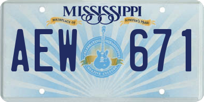 MS license plate AEW671