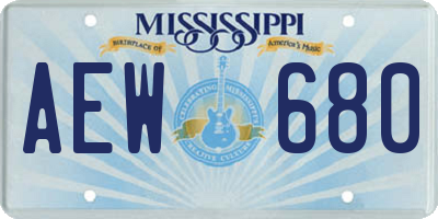 MS license plate AEW680