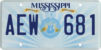MS license plate AEW681