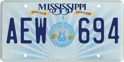 MS license plate AEW694
