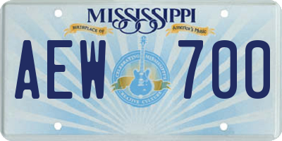 MS license plate AEW700