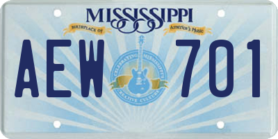 MS license plate AEW701