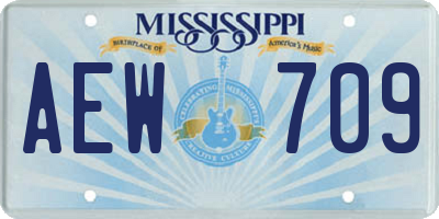 MS license plate AEW709