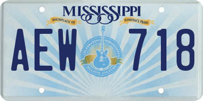 MS license plate AEW718