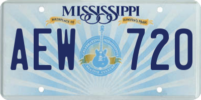MS license plate AEW720