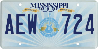 MS license plate AEW724