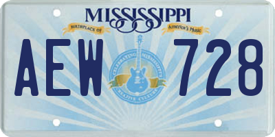 MS license plate AEW728