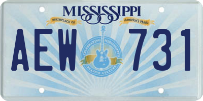 MS license plate AEW731