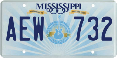 MS license plate AEW732