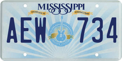 MS license plate AEW734