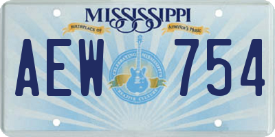 MS license plate AEW754