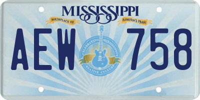 MS license plate AEW758
