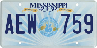 MS license plate AEW759