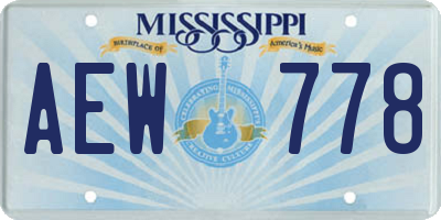 MS license plate AEW778